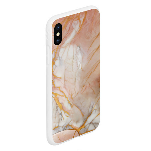 Чехол iPhone XS Max матовый Розовый мрамор и золотая текстура / 3D-Белый – фото 2