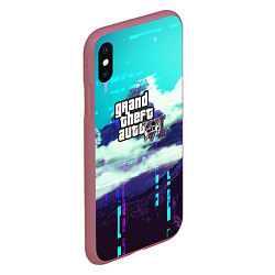 Чехол iPhone XS Max матовый GTA6 glitch pattern, цвет: 3D-малиновый — фото 2