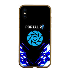 Чехол iPhone XS Max матовый Portal 2 неоновая текстура, цвет: 3D-коричневый