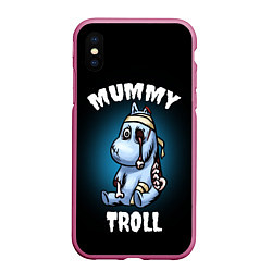 Чехол iPhone XS Max матовый Mummy troll, цвет: 3D-малиновый