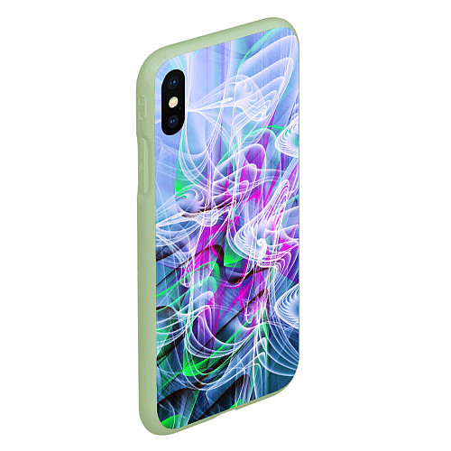 Чехол iPhone XS Max матовый Линии дыма абстракция / 3D-Салатовый – фото 2