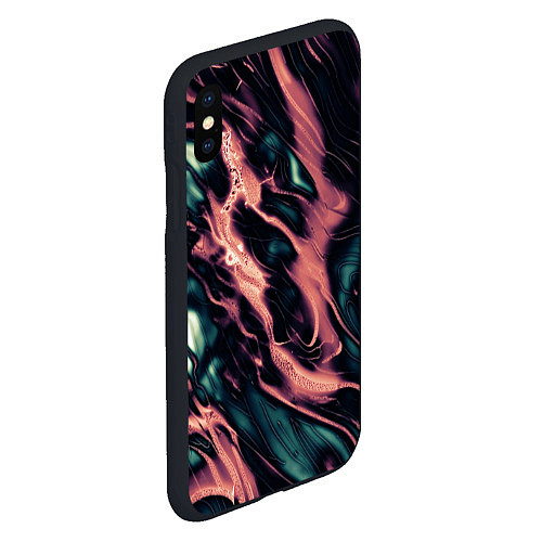 Чехол iPhone XS Max матовый Абстракция тёмный бирюзово-розовый / 3D-Черный – фото 2