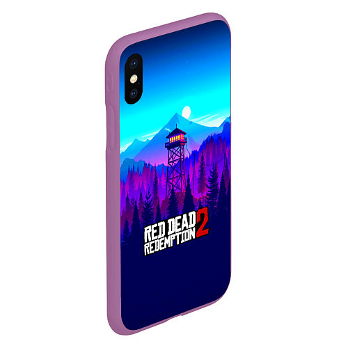 Чехол iPhone XS Max матовый Red Dead Redemption rockstar / 3D-Фиолетовый – фото 2