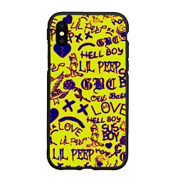 Чехол iPhone XS Max матовый Lil peep rap pattern, цвет: 3D-черный