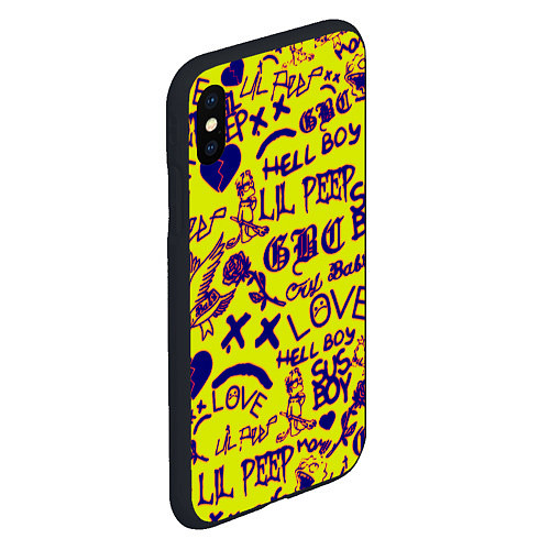 Чехол iPhone XS Max матовый Lil peep rap pattern / 3D-Черный – фото 2