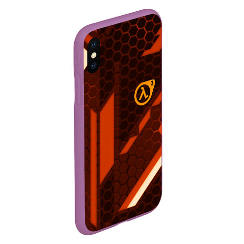 Чехол iPhone XS Max матовый Half life geometry steel metal / 3D-Фиолетовый – фото 2