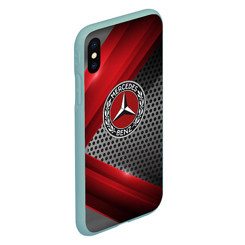 Чехол iPhone XS Max матовый Mercedes benz текстура метал / 3D-Мятный – фото 2