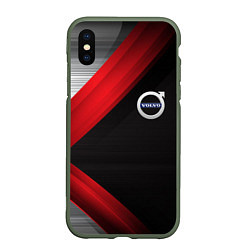 Чехол iPhone XS Max матовый Volvo metal stripes, цвет: 3D-темно-зеленый