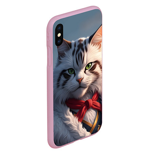 Чехол iPhone XS Max матовый Маститый кот самурай / 3D-Розовый – фото 2