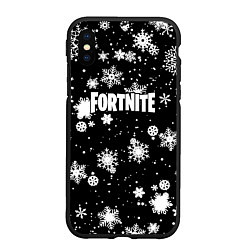 Чехол iPhone XS Max матовый Fortnite winter snow, цвет: 3D-черный