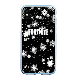 Чехол iPhone XS Max матовый Fortnite winter snow, цвет: 3D-голубой