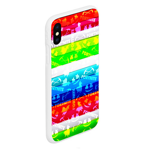 Чехол iPhone XS Max матовый Fortnite color line / 3D-Белый – фото 2