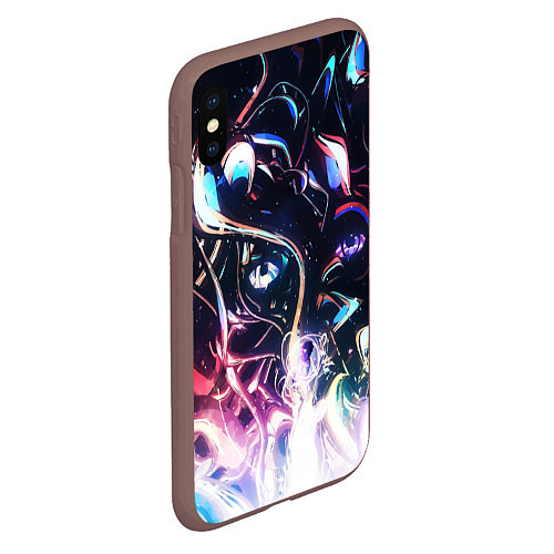 Чехол iPhone XS Max матовый Фрактальный узор текстура / 3D-Коричневый – фото 2