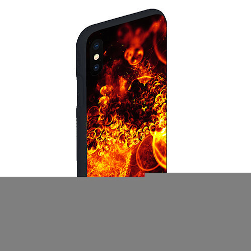 Чехол iPhone XS Max матовый Огненный фрактал текстура / 3D-Черный – фото 2