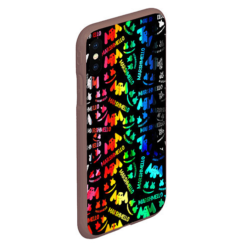 Чехол iPhone XS Max матовый Marshmello neon color / 3D-Коричневый – фото 2