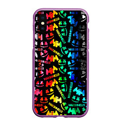 Чехол iPhone XS Max матовый Marshmello neon color, цвет: 3D-фиолетовый