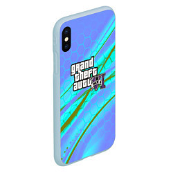 Чехол iPhone XS Max матовый GTA 6 неоновые соты геометрия, цвет: 3D-голубой — фото 2