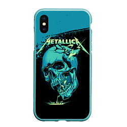 Чехол iPhone XS Max матовый Metallica - молния пробивает череп, цвет: 3D-мятный