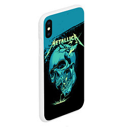 Чехол iPhone XS Max матовый Metallica - молния пробивает череп, цвет: 3D-белый — фото 2