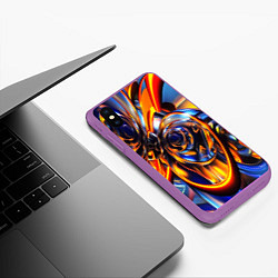 Чехол iPhone XS Max матовый Жидкие краски фрактал, цвет: 3D-фиолетовый — фото 2