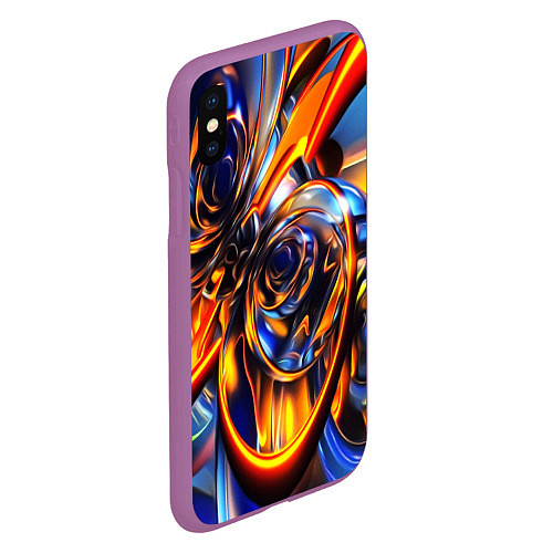 Чехол iPhone XS Max матовый Жидкие краски фрактал / 3D-Фиолетовый – фото 2