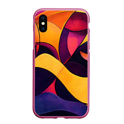 Чехол iPhone XS Max матовый Абстрактная геометрическая живопись, цвет: 3D-малиновый