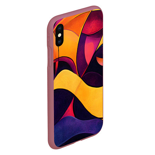 Чехол iPhone XS Max матовый Абстрактная геометрическая живопись / 3D-Малиновый – фото 2