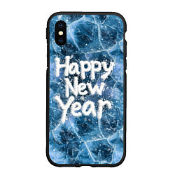 Чехол iPhone XS Max матовый Happy New year with snow on ice, цвет: 3D-черный