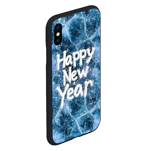 Чехол iPhone XS Max матовый Happy New year with snow on ice / 3D-Черный – фото 2