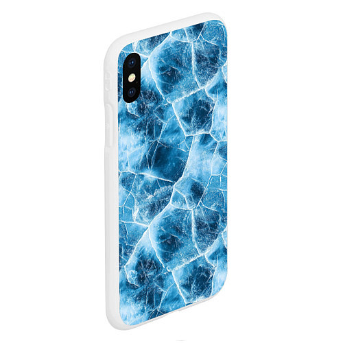 Чехол iPhone XS Max матовый Текстура льда / 3D-Белый – фото 2