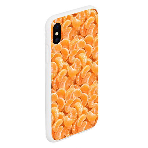 Чехол iPhone XS Max матовый Паттерн дольки мандарин / 3D-Белый – фото 2