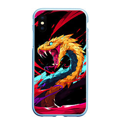 Чехол iPhone XS Max матовый Злая желтая змея, цвет: 3D-голубой