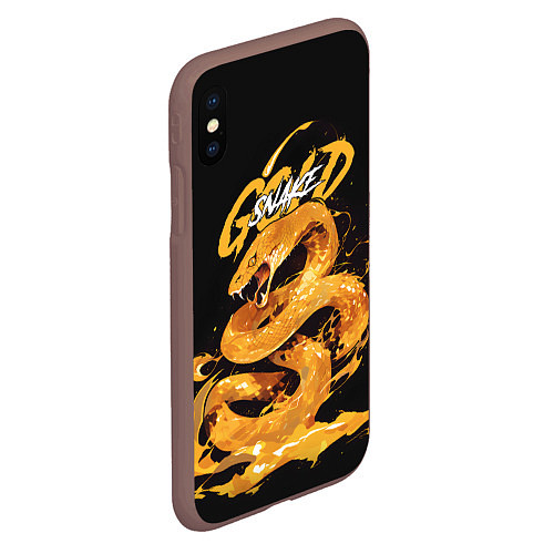 Чехол iPhone XS Max матовый Gold snake / 3D-Коричневый – фото 2