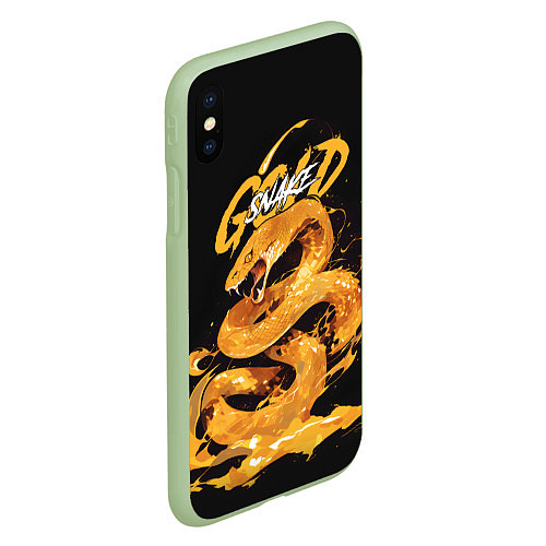 Чехол iPhone XS Max матовый Gold snake / 3D-Салатовый – фото 2