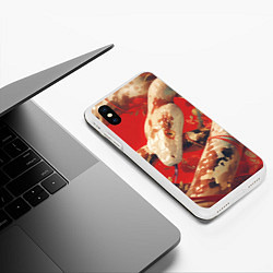 Чехол iPhone XS Max матовый Змея на красном фоне, цвет: 3D-белый — фото 2