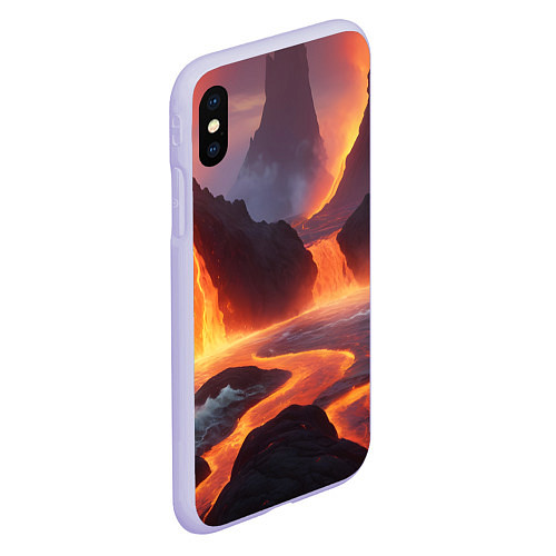 Чехол iPhone XS Max матовый Текущая лава / 3D-Светло-сиреневый – фото 2