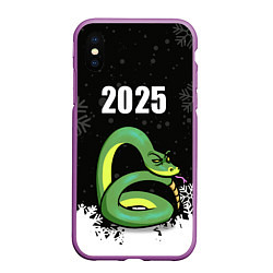 Чехол iPhone XS Max матовый Змея - 2025, цвет: 3D-фиолетовый