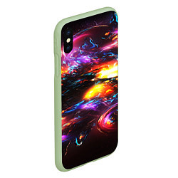 Чехол iPhone XS Max матовый Неоновая абстракция краски, цвет: 3D-салатовый — фото 2