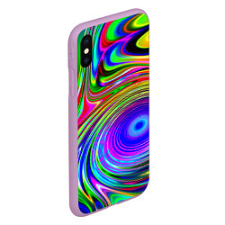 Чехол iPhone XS Max матовый Жидкие неоновые краски разводы, цвет: 3D-сиреневый — фото 2