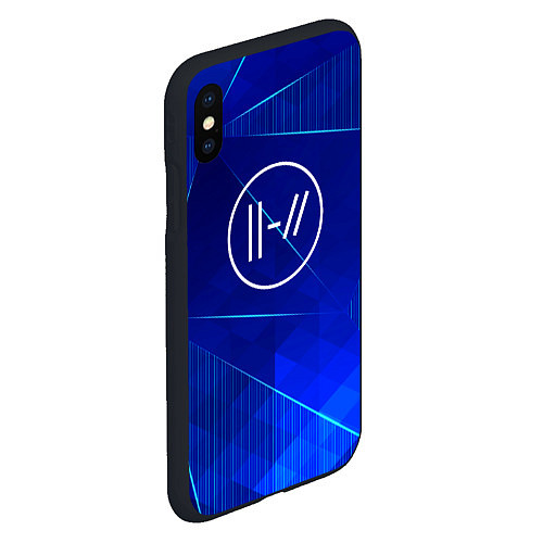 Чехол iPhone XS Max матовый Twenty One Pilots blue poly / 3D-Черный – фото 2