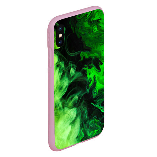 Чехол iPhone XS Max матовый Ядовитый зеленый дым / 3D-Розовый – фото 2