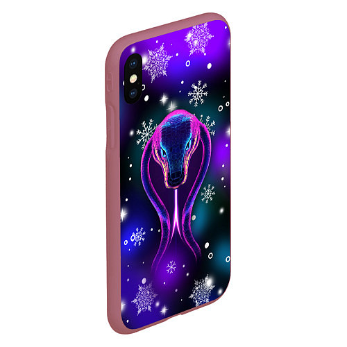 Чехол iPhone XS Max матовый Космическая кобра / 3D-Малиновый – фото 2