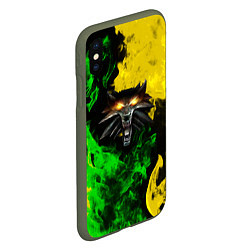 Чехол iPhone XS Max матовый The Witcher in fire, цвет: 3D-темно-зеленый — фото 2