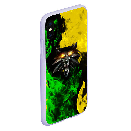 Чехол iPhone XS Max матовый The Witcher in fire / 3D-Светло-сиреневый – фото 2