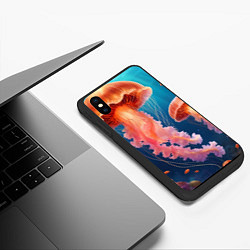 Чехол iPhone XS Max матовый Подводный мир медузы, цвет: 3D-черный — фото 2