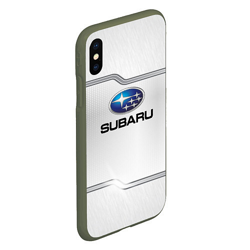 Чехол iPhone XS Max матовый Subaru auto steel metal / 3D-Темно-зеленый – фото 2