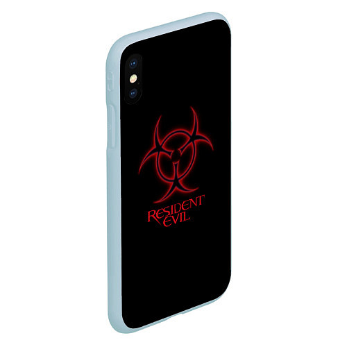 Чехол iPhone XS Max матовый Resident evil biohazard logo / 3D-Голубой – фото 2