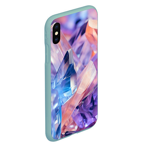 Чехол iPhone XS Max матовый Розовые минералы / 3D-Мятный – фото 2