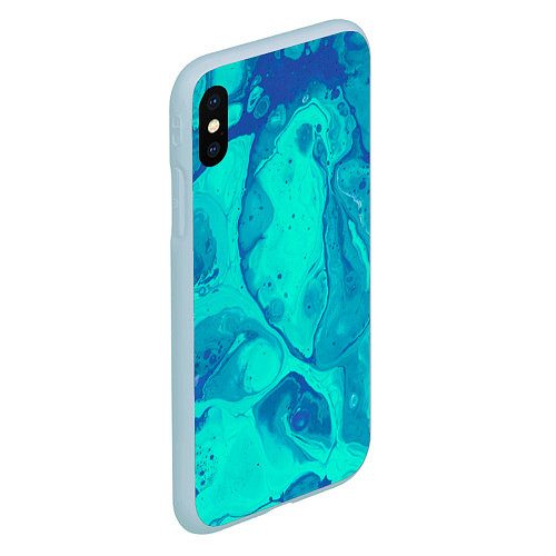 Чехол iPhone XS Max матовый Эффект размытых красок / 3D-Голубой – фото 2