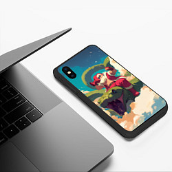 Чехол iPhone XS Max матовый Дед Мороз сидит на змее, цвет: 3D-черный — фото 2